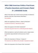 WGU C963 American Politics Final Exam | Practice Questions and Answers Rated A+ | 2024/2025 Guide