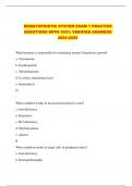 HEMATOPOIETIC SYSTEM EXAM 1 PRACTICE QUESTIONS WITH 100% VERIFIED ANSWERS 2024-2025