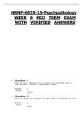 NRNP-6635-15-Psychpathology WEEK 6 MID TERM EXAM WITH VERIFIED ANSWERS // NRNP-6635-15-Psychpathology WEEK 6 MID TERM EXAM WITH VERIFIED ANSWERS