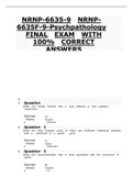 NRNP-6635-9 NRNP-6635F-9-Psychpathology FINAL EXAM WITH 100% CORRECT ANSWERS //NRNP-6635-9 NRNP-6635F-9-Psychpathology FINAL EXAM WITH 100% CORRECT ANSWERS