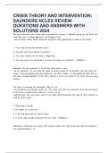 CRISIS THEORY AND INTERVENTION: SAUNDERS NCLEX REVIEW QUESTIONS AND ANSWERS WITH SOLUTIONS 2024