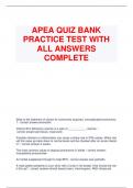 APEA QUIZ BANK PRACTICE TEST WITH ALL ANSWERS COMPLETE.