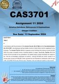 CAS3701 Assignment 11 (COMPLETE ANSWERS) 2024 - DUE 13 September 2024