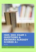 ISDS 3001 EXAM 1 QUESTIONS & ANSWERS ALREADY SCORED A+