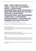 RIMS - CRMP COMPLETE STUDY GUIDE; 1 ANALYZE THE BUSINESS MODEL, 2 DEVELOPING ORGANIZATIONAL RISK STRATEGIES, 3 RIMS CRMP-IMPLEMENTING THE RISK PROCESS, 4 DEVELOPING ORGANIZATIONAL RISK MANAGEMENT COMPETENCY, 5 SUPPORTING DECISION MAKING , QUESTIONS AND AN