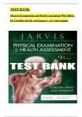 Physical Examination and Health Assessment 9th Edition (Jarvis, 2024) TEST BANK, All Chapters 1 - 32, Complete, ISBN: 9780323809849