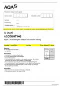 AQA A-LEVEL ACCOUNTING Paper 2 Accounting for analysis and decision-making QP JUNE 2024