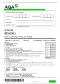 AQA A-LEVEL BENGALI Paper 3 Listening, Reading and Writing QP JUNE 2024