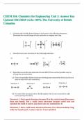 CHEM 154: Chemistry for Engineering  Unit 3: Answer Key Updated 2024/2025 works 100%; The University of British Columbia