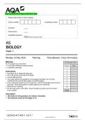 Bundle: AQA AS BIOLOGY Paper 1 QP  and MS MAY 2024