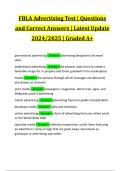 FBLA Advertising Test | Questions and Correct Answers | Latest Update 2024/2025 | Graded A+