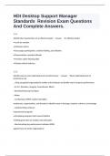 HDI Desktop Support Manager Standards  Revision Exam Questions And Complete Answers.