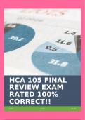 HCA 105 FINAL REVIEW EXAM RATED 100% CORRECT!!