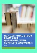 HCA-105 FINAL STUDY EXAM 2024 QUESTIONS WITH COMPLETE ANSWERS!!