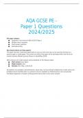 AQA GCSE PE - Paper 1 Questions 2024/2025