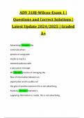 ADV 318J-Wilcox-Exam 1 | Questions and Correct Solutions | Latest Update 2024/2025 | Graded A+