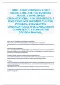  RIMS - CRMP COMPLETE STUDY GUIDE; 1 ANALYZE THE BUSINESS MODEL, 2 DEVELOPING ORGANIZATIONAL RISK STRATEGIES, 3 RIMS CRMP-IMPLEMENTING THE RISK PROCESS, 4 DEVELOPING ORGANIZATIONAL RISK MANAGEMENT COMPETENCY, 5 SUPPORTING DECISION MAKING, ,