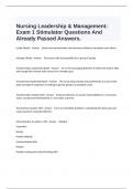  Nursing Leadership & Management: Exam 1 Stimulator Questions And Already Passed Answers.