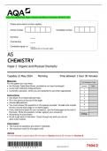 AQA AS CHEMISTRY Paper 2 Organic and Physical Chemistry QP MAY 2024