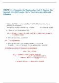 CHEM 154: Chemistry for Engineering  Unit 9: Answer Key Updated 2024/2025 works 100%; The University of British Columbia