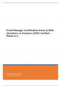 Food Manager Certification Exam || With Questions & Answers (100% Verified – Rated A+)