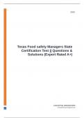 Texas Food safety Managers State Certification Test || Questions & Solutions (Expert Rated A+)