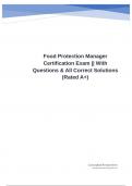 Food Protection Manager Certification Exam || With Questions & All Correct Solutions (Rated A+)