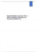 Food Handlers License Test – With Complete Questions & Answers (Rated A+)