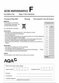 AQA GCSE MATHEMATICS  F  Foundation Tier QP Paper 1  Non-Calculator Thursday 16 May 2024 