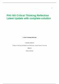 PHI-105 Critical Thinking Reflection Latest Update with complete solution