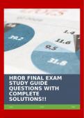 HROB FINAL EXAM STUDY GUIDE QUESTIONS WITH COMPLETE SOLUTIONS!!