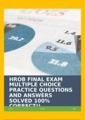 HROB FINAL EXAM MULTIPLE CHOICE PRACTICE QUESTIONS AND ANSWERS SOLVED 100% CORRECT!!