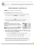 Gizmos-Student Exploration: Calorimetry Lab (Question and answers) Already graded A.