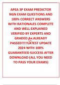 APEA 3P EXAM PREDICTOR NGN EXAM QUESTIONS AND 100% CORRECT ANSWERS WITH RATIONALES COMPLETE AND WELL EXPLAINED VERIFIED BY EXPERTS AND GRADED A+ ALREADY PASSED!!!!!LATEST UPDATE 2024 WITH 100% GUARANTEED SUCCESS AFTER DOWNLOAD (ALL YOU NEED TO PASS YOUR E