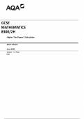 AQA GCSE MATHEMATICS  8300/2H Higher Tier Paper 2 Calculator  Mark scheme June 2024  Version: 1.0 Final 