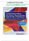 COMPLETE TEST BANK:  UNDERSTANDING NURSING RESEARCH: BUILDING AN EVIDENCE-BASED PRACTICE 7TH EDITION BY SUSAN K. GROVE PHD RN ANP-BC GNP-BC (AUTHOR) LATEST UPDATE.