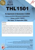 THL1501 Assignment 2 (COMPLETE ANSWERS) Semester 2 2024 (162579)  - DUE 13 September 2024