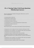 Ch. 1: Nursing Today EAQ Exam Questions With Revised Answers