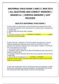 MATERNAL CHILD EXAM 1 AND 2 | NUR 2513 | ALL QUESTIONS AND CORRECT ANSWERS | GRADED A+ | VERIFIED ANSWERS | JUST RELEASED