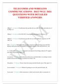 TELECOMM AND WIRELESS COMMUNICATIONS - D413 WGU 2024 QUESTIONS WITH DETAILED VERIFIED ANSWERS