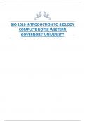 WGU BIO 1010 INTRODUCTION TO BIOLOGY  COMPLETE NOTES WESTERN  GOVERNORS’ UNIVERSITY