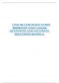 CNM 586 CERTIFIED NURSE  MIDWIVES’ UNIT 1 EXAM  QUESTIONS AND ACCURATE  SOLUTIONS RATED A.