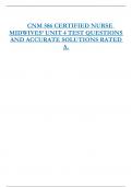 CNM 586 CERTIFIED NURSE  MIDWIVES’ UNIT 4 TEST QUESTIONS  AND ACCURATE SOLUTIONS RATED  A.