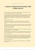 Corporate Valuation Exam Questions With Verified Answers.