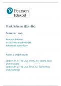 Mark Scheme (Results) Summer 2024 Pearson Edexcel In GCE History (8HI0/2H) Advanced Subsidiary Paper 2: Depth study Option 2H.1: The USA, c1920–55: boom, bust and recovery Option 2H.2: The USA, 1955–92: conformity and challenge