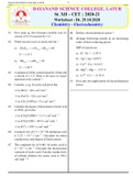 Electrochemistry Work Sheet