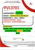 PVL3701 ASSIGNMENT 2 QUIZ MEMO - SEMESTER 2 - 2024 - UNISA - DUE : 23 SEPTEMBER 2024 - UNIQUE NUMBER:- 388427  (DISTINCTION GUARANTEED)