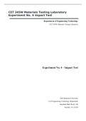 CET 345W Materials Testing Laboratory Experiment No. 4 Impact Test