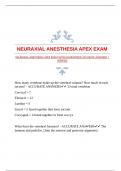 NEURAXIAL ANESTHESIA APEX EXAM WITH GUARANTEED ACCURATE ANSWERS |VERIFIED