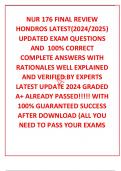 NUR 176 FINAL REVIEW HONDROS LATEST(2024/2025) UPDATED EXAM QUESTIONS AND  100% CORRECT COMPLETE ANSWERS WITH RATIONALES WELL EXPLAINED AND VERIFIED BY EXPERTS LATEST UPDATE 2024 GRADED A+ ALREADY PASSED!!!!! WITH 100% GUARANTEED SUCCESS AFTER DOWNLOAD (A